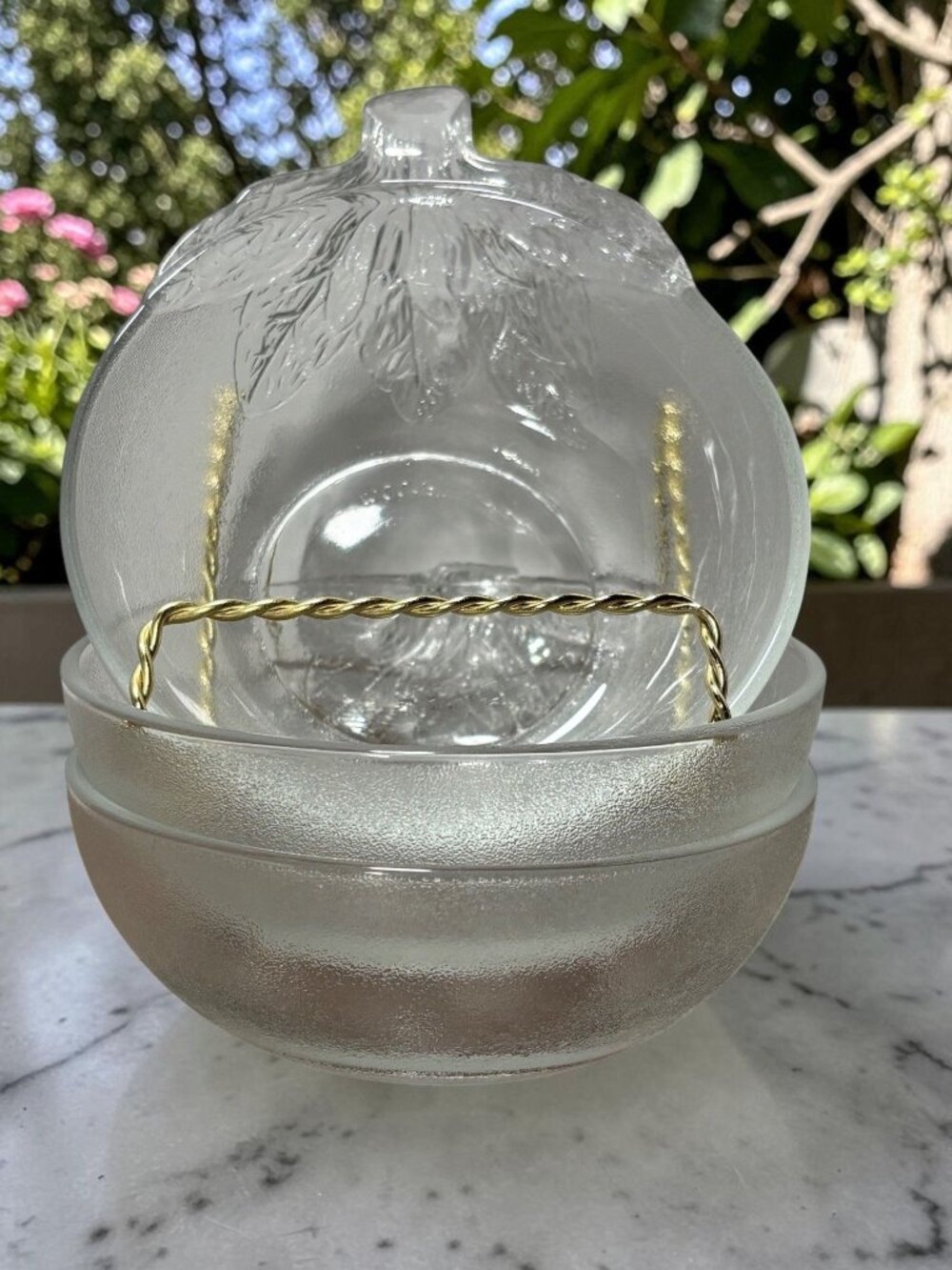 KIG Indonesia Fruit Dessert Bowls With Raised Leaf Detail Set Of 3 Vintage 80s